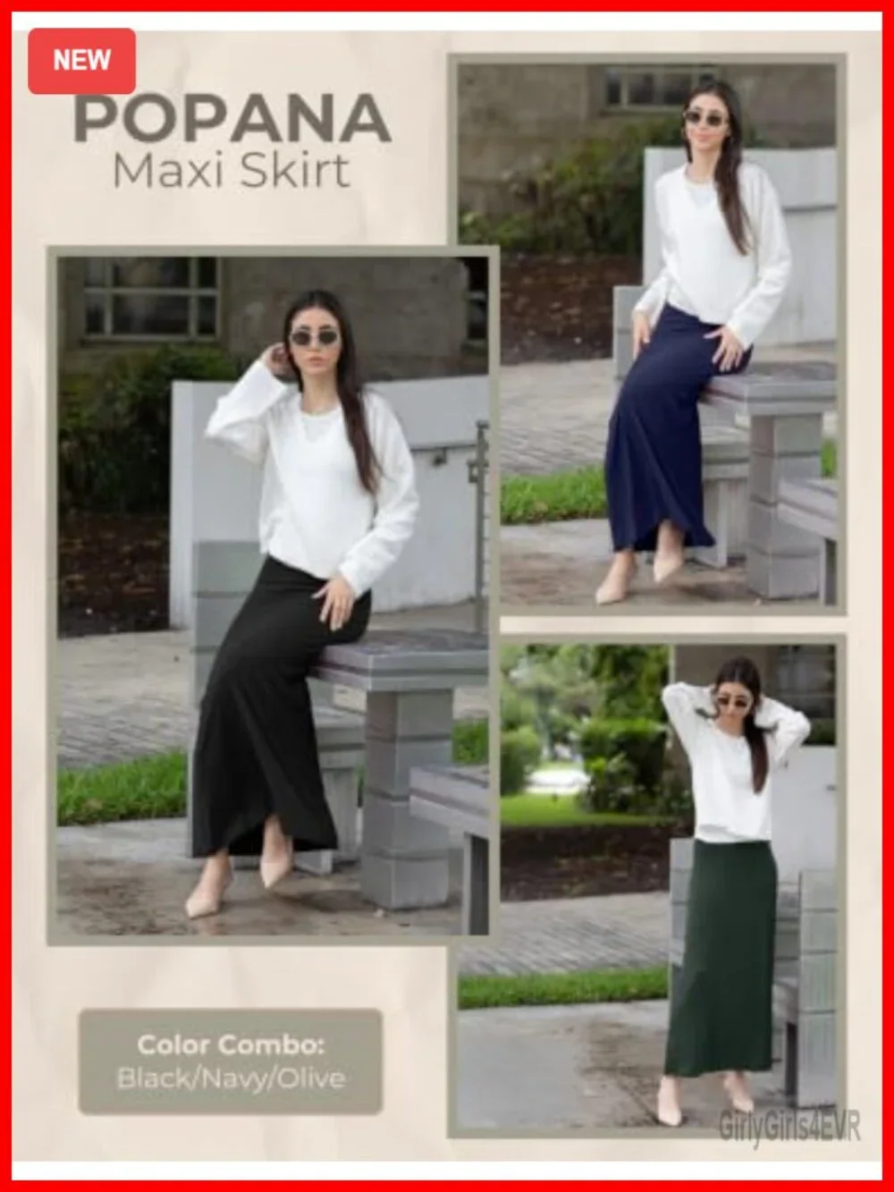 Popana Womens Long Flowy Maxi Skirt A-Line Rayon Spandex Stretch 3 Pack